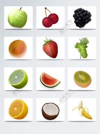水果系列高清仿真图标元素