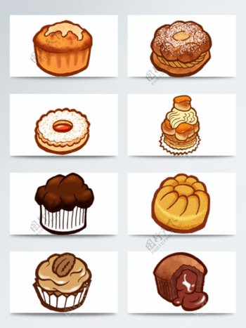 不同种类蛋糕甜点图标素材