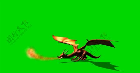 飞天恐龙喷火绿屏抠像视频素材