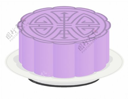 紫色卡通月饼png元素