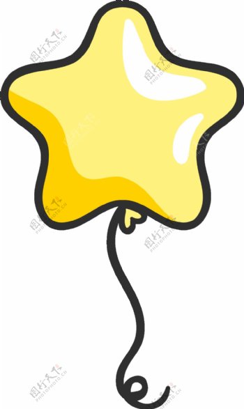 卡通黄色星星气球png元素