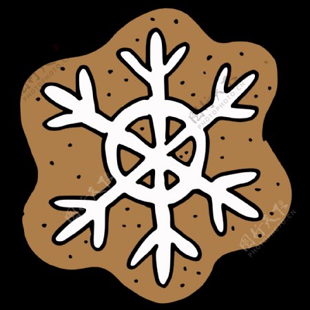 手绘一块花朵形状饼干冬天透明装饰素材