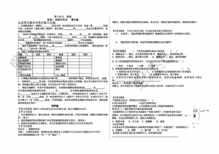 九年级下化学课题1溶液的组成