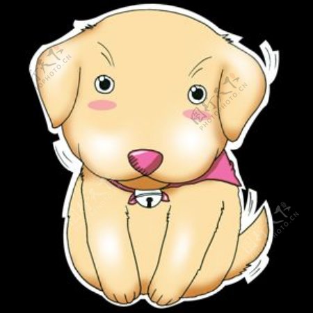 可爱米黄色小狗手绘装饰元素