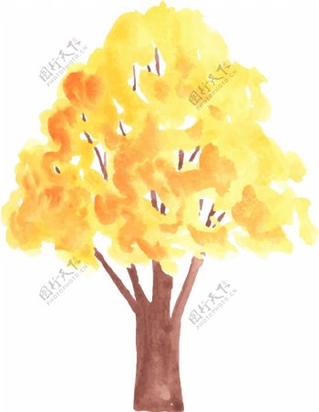 时尚水彩绘秋天大树插画