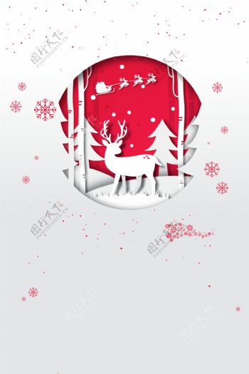浪漫雪花圣诞小鹿背景