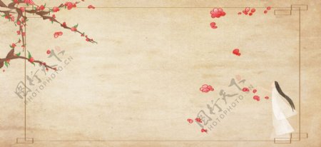 花朵古风banner背景设计