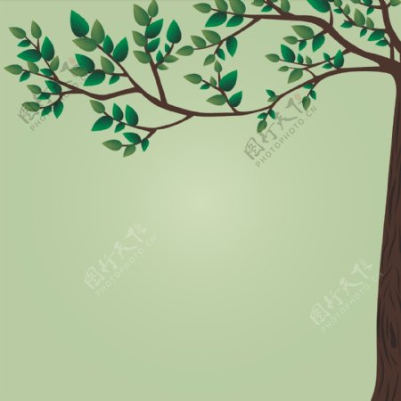 卡通绿色树木矢量背景