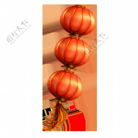 艺术风格中国风橙色灯笼节日元素