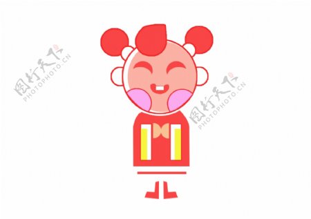 春节黄红卡通元素
