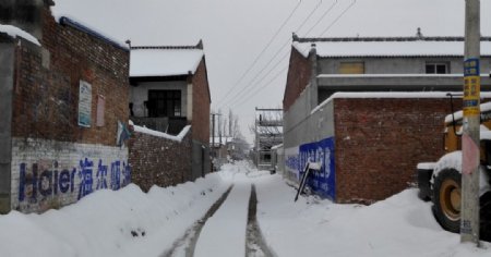 乡村道路雪景雪景