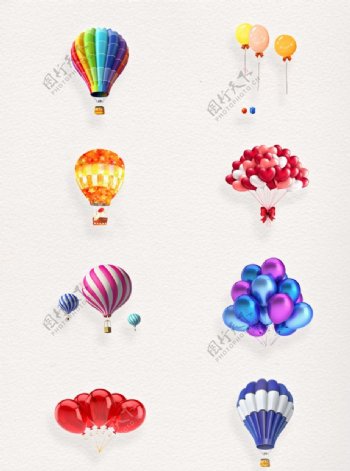 彩色漂亮的气球透明装饰素材合集