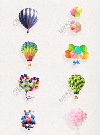 可爱蝴蝶结绑好的气球透明装饰素