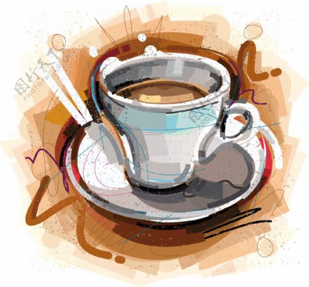 水彩绘咖啡插画