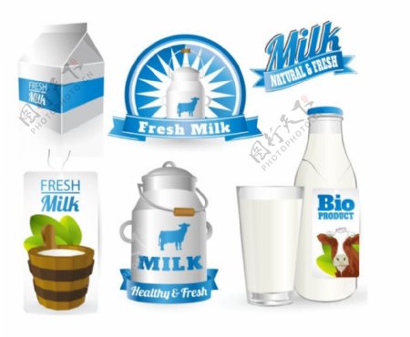 营养美味的牛奶制品插画