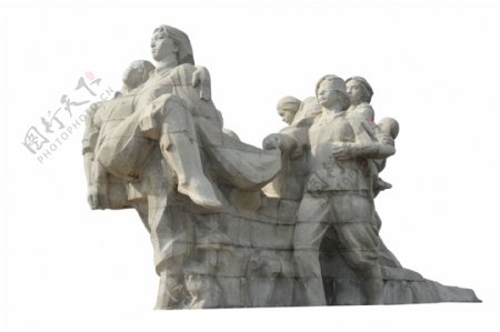 牡丹江市江滨公园八女投江雕塑抠图素材