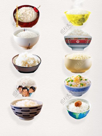 大气中国传统主食白色米饭装饰图案
