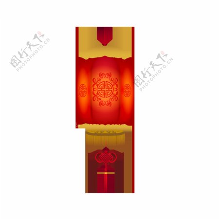 艺术红色灯笼新年装饰png素材