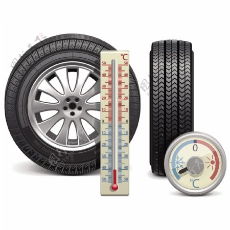 轮胎与胎温胎压检测表矢量素材