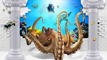 章鱼水族馆3D背景