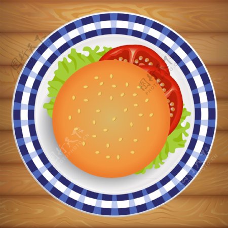 美味的快餐汉堡插画