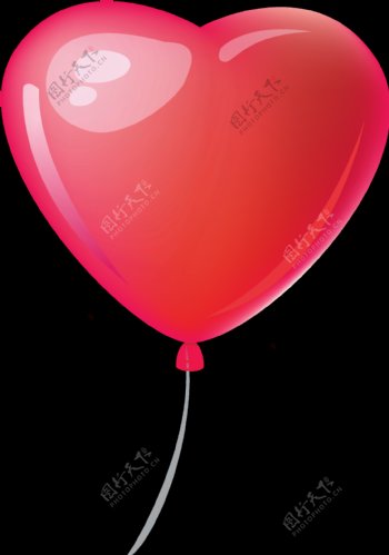 红色爱心气球装饰元素