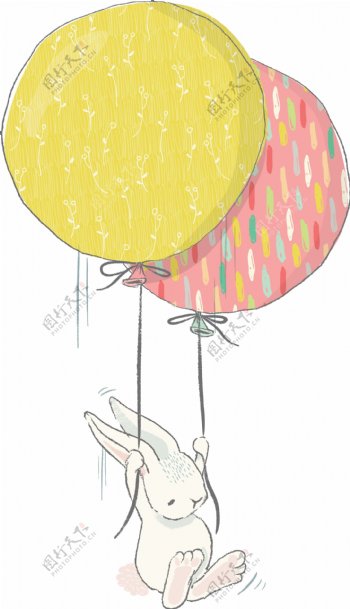 卡通兔子气球png元素