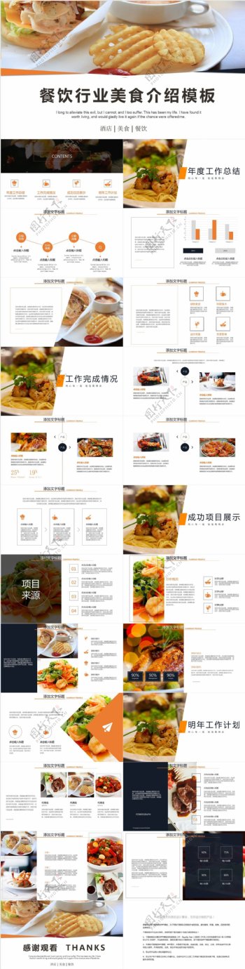 简约餐饮美食行业介绍PPT模板