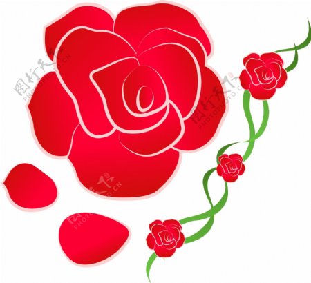 玫瑰花花瓣装饰手绘风红色渐变可商用元素