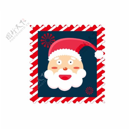 圣诞邮票礼物圣诞老人雪人麋鹿圣诞树可商用