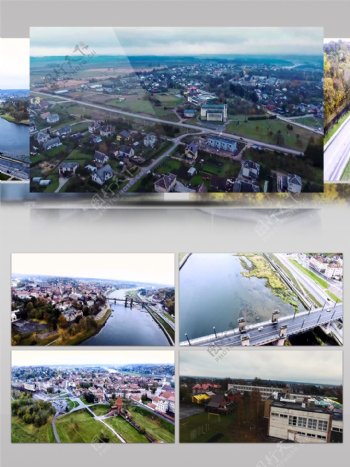 2k立陶宛考纳斯城市景观航拍风光展示
