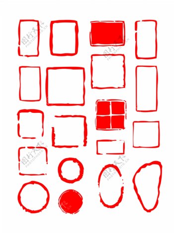 边框古典红色中式印章商用元素