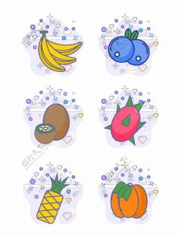 mbe水果图标香蕉蓝莓火龙果可商用元素
