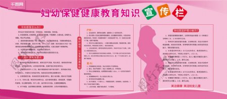 简约粉色妇幼保健健康教育宣传栏内容展板