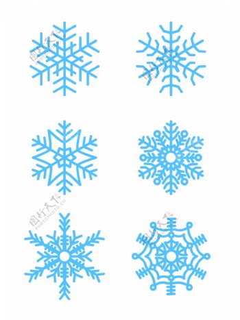 冬季圣诞节蓝色雪花装饰元素简约矢量可商用
