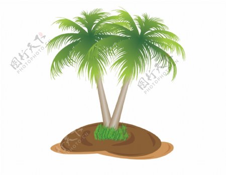 卡通沙滩椰树元素