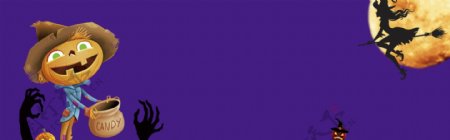 紫色蝙蝠鬼屋万圣节banner背景