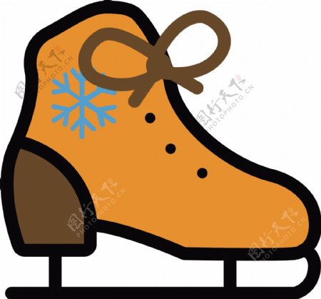 圣诞节卡通雪花图案滑冰冰刀鞋meb元素