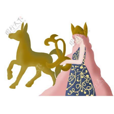 抓住马的小公主装饰元素