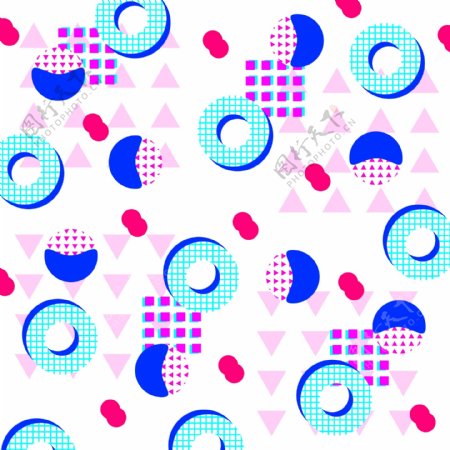 孟菲斯色彩斑斓几何装饰图案