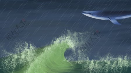手绘风暴海洋广告背景
