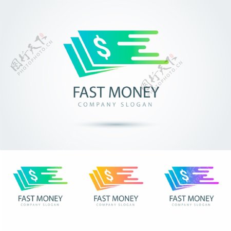 一沓钞票抽象设计logo模板