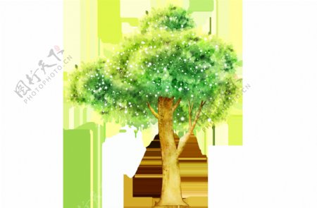 卡通清新绿色树木png元素