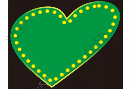 手绘绿色心形元素