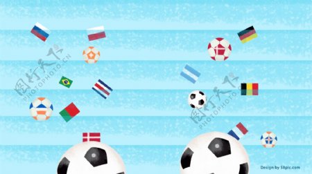 蓝色手绘世界杯背景简约设计