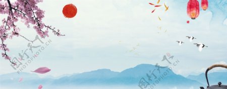 中国风白露传统节气banner背景