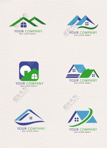蓝绿色几何公司logo设计