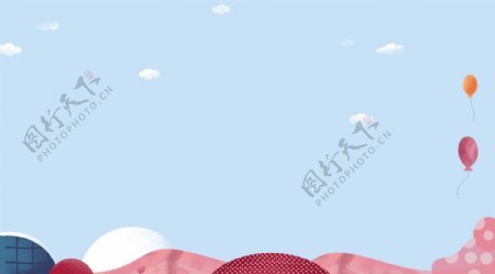 简约彩色气球banner背景素材
