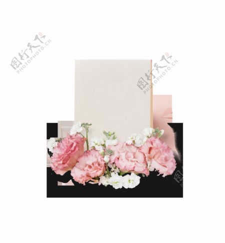 粉色卡片唯美花朵装饰素材
