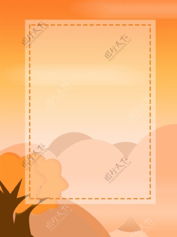 纯原创橙色山峰树木背景图